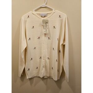 NWT Women's Rachel Lacey Cardigan Sweater Floral Cream/Ivory Size 3 (US L ??)